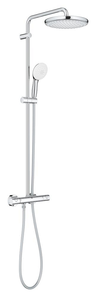 duschsystem mit thermostat – kopfbrause 250 mm – handbrause mit 2 strahlarten
