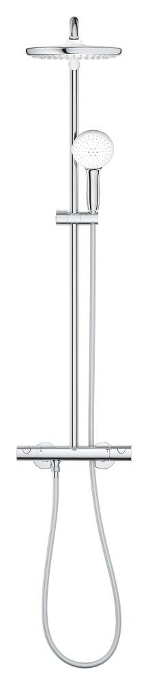 duschsystem mit thermostat – kopfbrause 250 mm – handbrause mit 2 strahlarten