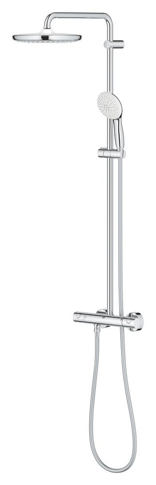 duschsystem mit thermostat – kopfbrause 250 mm – handbrause mit 2 strahlarten
