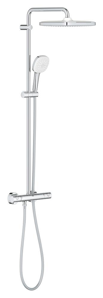 duschsystem mit thermostat – kopfbrause 250 mm – handbrause mit 2 strahlarten