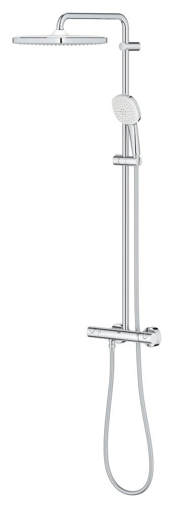 duschsystem mit thermostat – kopfbrause 250 mm – handbrause mit 2 strahlarten