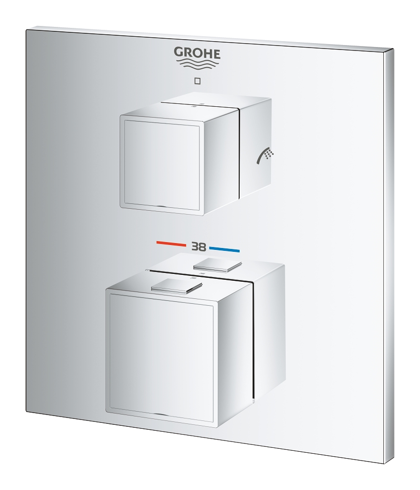 thermostatische badewannenarmatur für 2 auslässe mit integriertem absperr-umstellventil