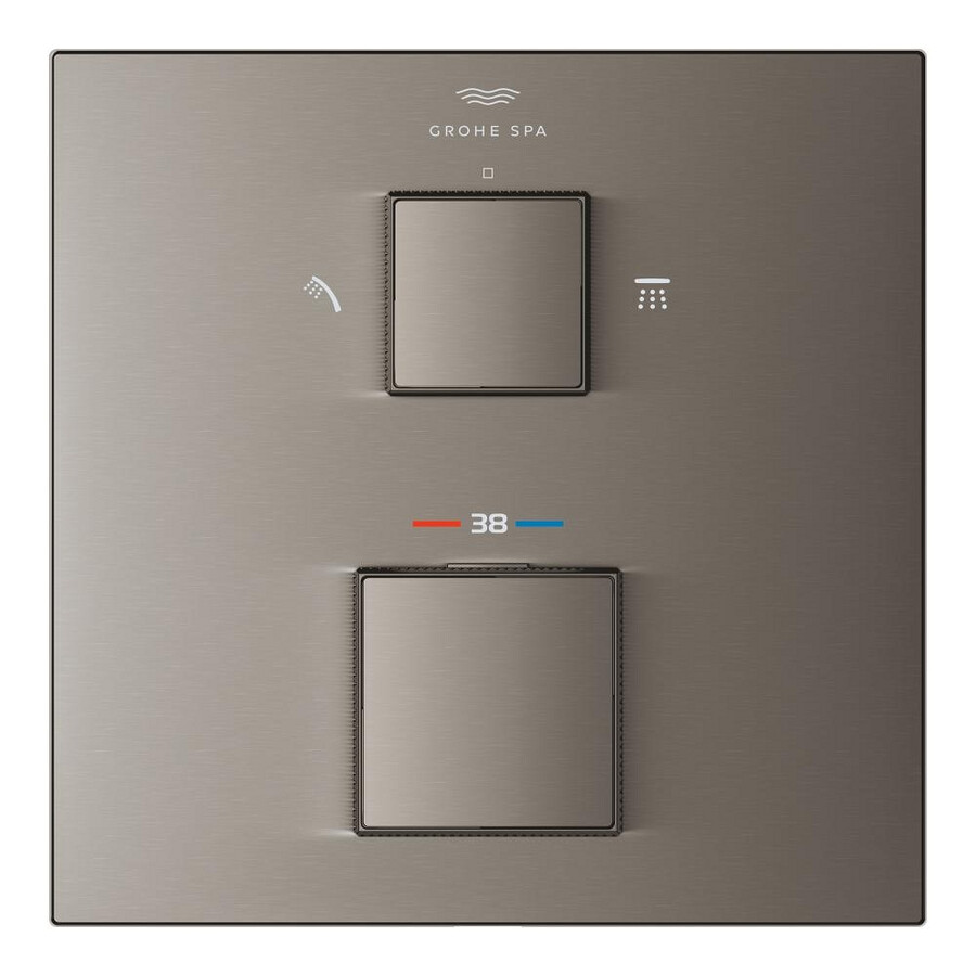 thermostatische duscharmatur für 2 ausgänge mit integriertem absperr-umstellventil