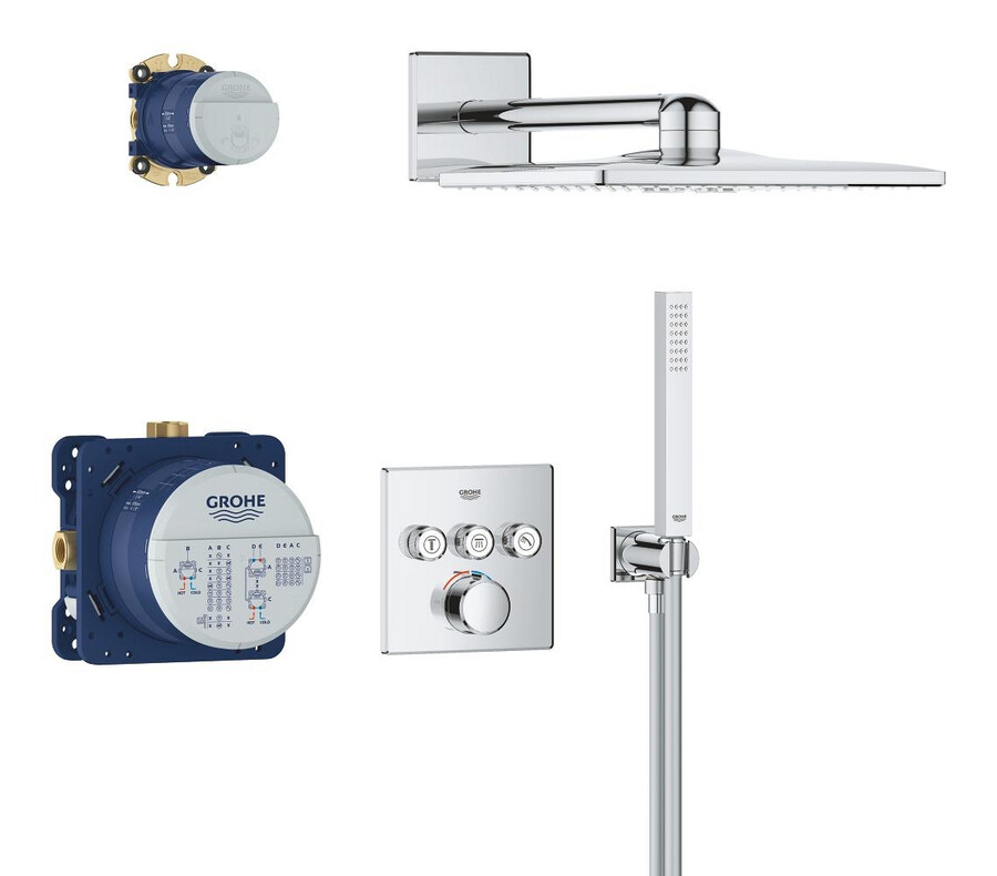verdecktes duschsystem mit rainshower smartactive 310 cube