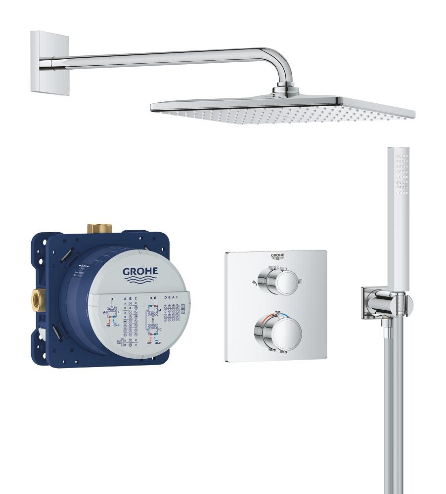 verdecktes duschsystem mit vitalio rain mono 310 cube